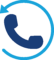 Call us button: blue phone handset inside a circular arrow, indicating ring-back or contact by phone.